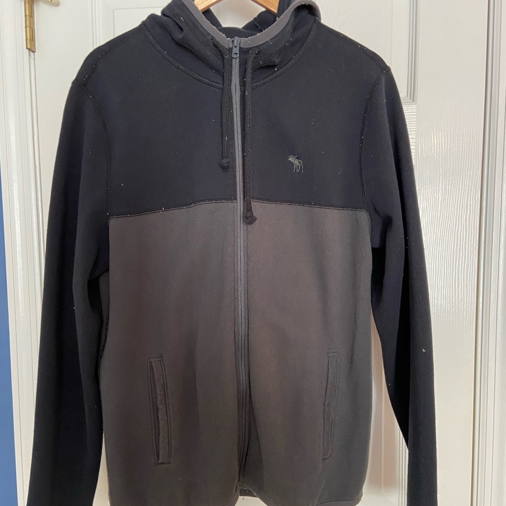 ABERCROMBIE Men's Black Zip up Hoodie Size Large